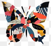 PNG Cut paper collage with butterfly art animal accessories.