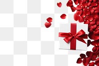 PNG Rose petals and valentine gift box celebration anniversary decoration. AI generated Image by rawpixel.