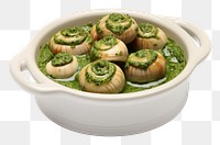 PNG Classic french escargots vegetable plate food.