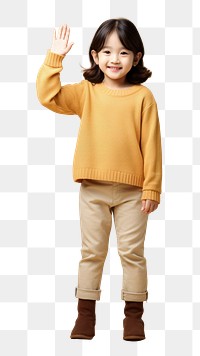 PNG Korean little girl sweater child face.