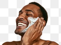 PNG Man using facial wash laughing portrait adult.