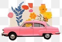 PNG Car with flower on top art painting vehicle. AI generated Image by rawpixel.