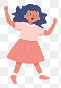 PNG A girl dancing cartoon white background recreation. 