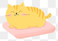 PNG Cat napping on the pillow cartoon animal mammal. 