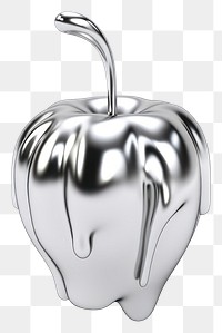 PNG Apple melting dripping silver fruit metal.