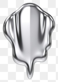 PNG Rose melting dripping silver metal white background.