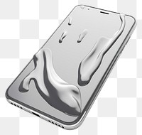 PNG Phone melting dripping silver metal 