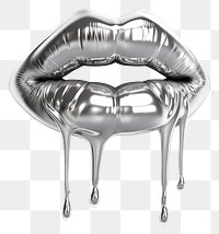 PNG Dripping lips silver white background appliance.