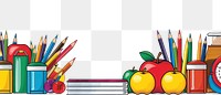 PNG School supplies pencil line white background.