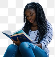 PNG African American teenage reading book publication.