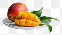 PNG Mango on a white plate fruit plant food.