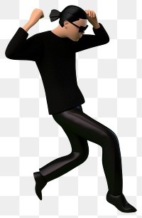 PNG  Man with dancing wearing sunglasses and black shirt fashion cartoon adult. AI generated Image by rawpixel.