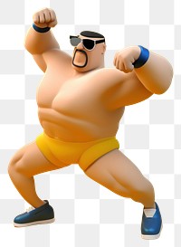 PNG  A man playing gym cartoon sports yellow. AI generated Image by rawpixel.