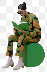 PNG A woman sitting holding book reading fashion adult. 