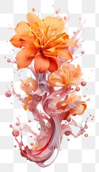 PNG Beautiful orange water splash flower petal plant. AI generated Image by rawpixel.