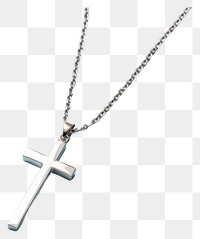 PNG  A silver Christ Cross necklace cross pendant jewelry. AI generated Image by rawpixel.