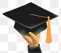 PNG  Graduation cap hand text intelligence.