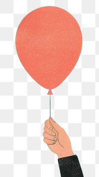 PNG  Balloon holding hand celebration.