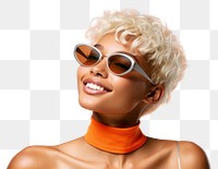 PNG Black young woman smiling wearing a white sunglasses portrait fashion adult.