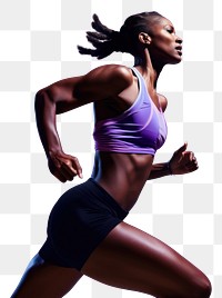 PNG Black female athlete is running jogging purple adult.