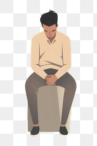 PNG  Major depression disorder contemplation cross-legged illustrated. AI generated Image by rawpixel.