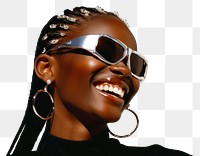 PNG Blond hair black young woman smiling wearing a white sunglasses smile fashion adult.