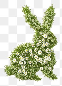 PNG Rabbit shape made from little flower nature plant white.