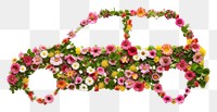 PNG Flat flower car shape jewelry plant art.