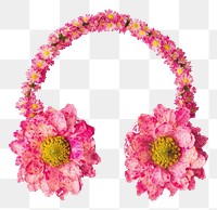 PNG Flat flower headphones icon shape jewelry petal plant.