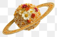 PNG Flat flower saturn shape jewelry bling-bling celebration.