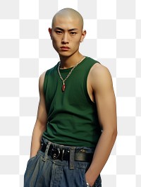 PNG Asian boy skinhead necklace jewelry fashion.
