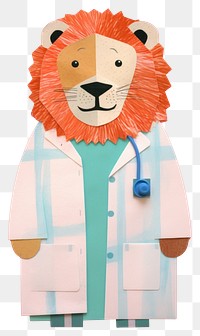 PNG Cute lion wearing laboratory gown mammal representation veterinarian.