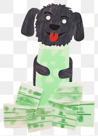 PNG Dog holding money representation investment creativity.
