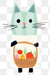PNG Cute cat carrying easter basket mammal creativity painting.