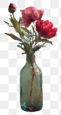 PNG Painting flower plant vase.