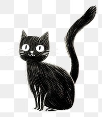 PNG  Black cat drawing animal mammal.