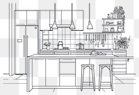 PNG Kitchen room furniture line architecture.