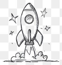 PNG Rocket doodle drawing sketch.