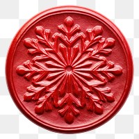 PNG Red Seal Wax Stamp snowflake craft white background confectionery.