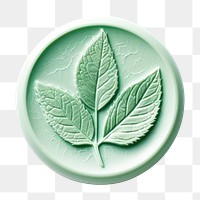 PNG Seal Wax Stamp mint leaf plant white background porcelain.