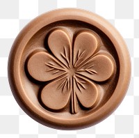 PNG Seal Wax Stamp clover chocolate craft white background.