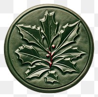 PNG Seal Wax Stamp holly plant leaf white background.