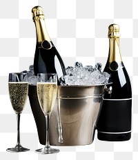 PNG Bucket of champagne bottle glass table.