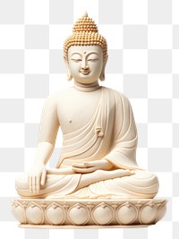 PNG  Buddha statue white background representation spirituality.