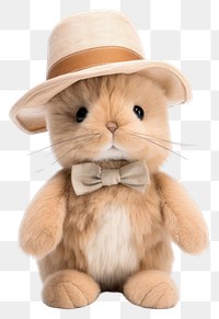 PNG Stuffed doll rabbit with hat mammal rodent animal.