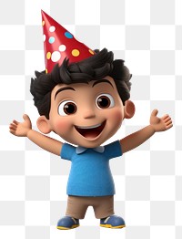 PNG Boy wearing party hat celebration white background representation.