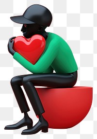 PNG  Man playing heart cartoon black adult. AI generated Image by rawpixel.