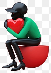 PNG Man playing heart cartoon black adult. 