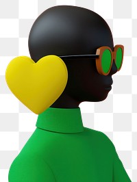 PNG  Man with black heart portrait fashion cartoon. AI generated Image by rawpixel.