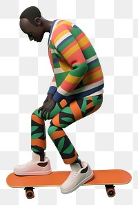 PNG  Black man playing skateboard footwear shoe art. AI generated Image by rawpixel.